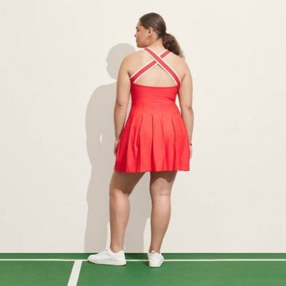 Prince Pickleball Women's Cross-Back Pleated Dress - Red L - Picture 3 of 5